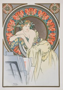 Nainen unikon kanssa, 1898. tekijältä Alphonse Mucha