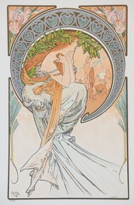 La Poesia sarjasta The Arts, 1898. tekijältä Alphonse Mucha
