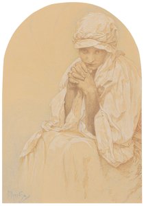 Muotokuva Jaroslavasta, taiteilijoiden tytär n. 1924. tekijältä Alphonse Mucha