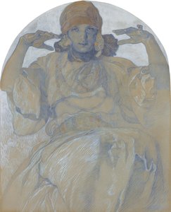 Taiteilijoiden muotokuva Tytär, Jaroslava, n. 1924 tekijältä Alphonse Mucha