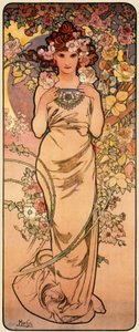 Rose, sarjasta Neljä kukkaa, 1897 tekijältä Alphonse Mucha