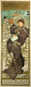 Sarah Bernhardt ja Lorenzaccio tekijältä Alphonse Mucha