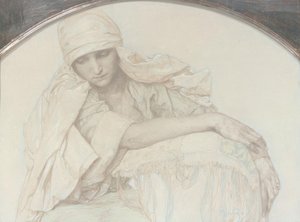 Studie einer jungen Frau tekijältä Alphonse Mucha