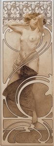 Taulukon 10 alustava piirustus tekijältä Alphonse Mucha