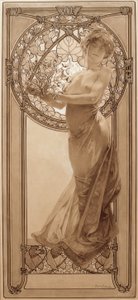 Taulukon 8 alustava piirustus tekijältä Alphonse Mucha