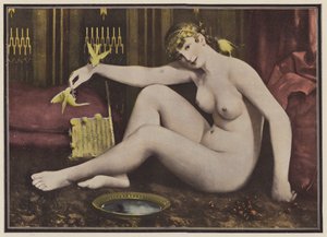 Lintujen ruokinta (väri litho) tekijältä Alphonse Pellet