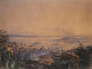 Näkymä Konstantinopoliin, 1866 tekijältä Amadeo Preziosi