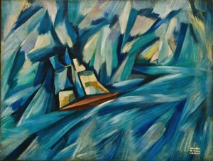 Purjevene, n. 1914 (öljy kankaalle)