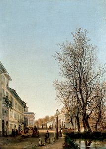 Näkymä Porta Venezian alueelle, Milano (maalaus, n. 1850) tekijältä Ambrogio Fermini