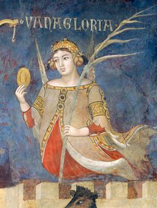 Allegoria huonosta hallinnosta, turhamaisuus, yksityiskohta Allegoriasta ja hyvän ja huonon hallituksen vaikutukset kaupungissa ja maalla tekijältä Ambrogio Lorenzetti