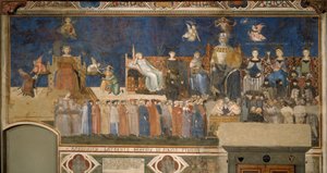 Hyvän hallituksen allegoria Freskojen kierto Hyvän ja huonon hallituksen allegoria, 1338-1339 tekijältä Ambrogio Lorenzetti