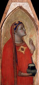 Maria Magdaleena (vasen paneeli polyptyykin Neitsyt ja lapsi) - tempera ja kulta paneelissa tekijältä Ambrogio Lorenzetti