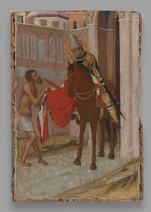 Saint Martin of Tours jakavassa viittansa kerjäläisen kanssa tekijältä Ambrogio Lorenzetti