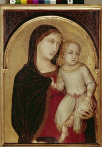 Neitsyt ja lapsi (tempera ja kultalehti puussa, n. 1335) tekijältä Ambrogio Lorenzetti
