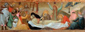 Pieta (Neitsyt ja lapsi polyptyykin Predella) - tempera ja kulta paneelissa tekijältä Ambrogio Lorenzetti