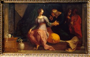 Tohtori Acestinus tutkii Emesen (4. vuosisadalla jKr.) Heliodoren (Heliodoros) Charicleen kuvaa "Theagenen ja Charicleen etiopiasta tai rakkauden historiasta". Ambrose Dubois