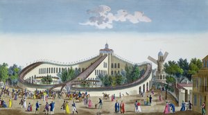 Promenades Aeriennes, Jardin Baujon, hänen Majesteettinsa läsnäolon kunnianosoitus, 2. elokuuta 1817, n. 1817 (värikaiverrus) tekijältä Ambroise Louis Garneray