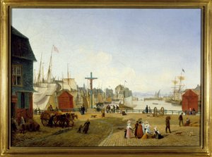 Honfleurin satama, kirjoittanut Louis Garneray, sd. noin 1820, öljy kankaalle, H. 0,330; L. 0,460. CCIP Coll. tekijältä Ambroise Louis Garneray