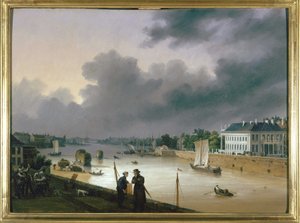 Louis Garneray, Nantesin satama, sd. noin 1820, öljy kankaalle, H. 0,330; L. 0,460. CCIP Coll. tekijältä Ambroise Louis Garneray