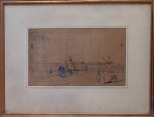 Le Quai de Carenage, Le Pollet, 1928 (kynä ja wc paperilla) tekijältä Ambrose McEvoy