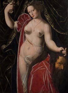 Judith pitelee Holoferneksen päätä, noin 1530-1533 (Öljy puulle). tekijältä Ambrosius (after) Benson