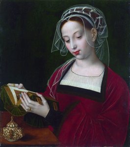 ""Maria Magdalena lukee"" Ambrosius Bensonin (1495-1550) maalaus noin 1525 Lontoon kansallisgalleria tekijältä Ambrosius Benson