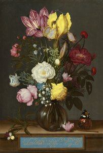 Kukkakimppu lasimaljakossa, 1621.