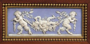 Paneeli Napoleon III -konsolista Jacobin tapaan, Maison Millet, Paris, n. 1865 (ormolu-asennettu jaspisesine, mahonki ja marquetry) (yksityiskohta numerosta 362841)