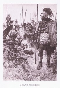 Pysähdys tien varrella, kuvitus teoksesta The Roman Soldier, 1928