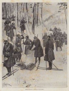 Saksan jalkaväki harjoituksessa lumikengillä tekijältä Amedee Forestier