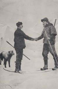 Napatutkijien Frederick George Jacksonin ja Fridtjof Nansenin tapaaminen, Franz Josef Land, 1896 tekijältä Amedee Forestier