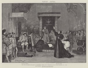 Kuningatar Katharinen oikeudenkäynti Shaksperen Henry VIII:ssa, tuotettu Lyceum Theatressa, 5. tammikuuta 1892