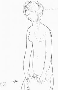 Beatrice Hastings, 1915 (musta värikynä paperillahttp:gem.bridgemanimages.comlightbox5477500er) tekijältä Amedeo Modigliani
