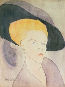 Naisen pää, jolla on hattu, 1907