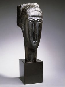 Naisen pää, jolla on hapsut; Tete de Femme a la Frange, 1912 tekijältä Amedeo Modigliani
