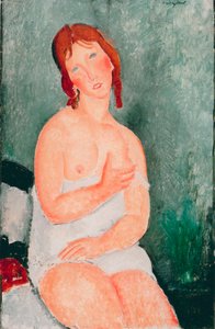 Nuori nainen paidalla - Amedeo Modiglianin (1884-1920) maalaus tekijältä Amedeo Modigliani