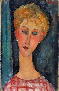 Blondi korvakoruineen, 1918-1919 tekijältä Amedeo Modigliani