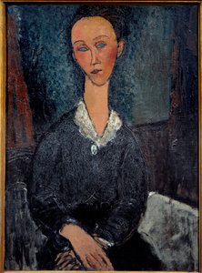 La woman au col blanc Amedeo Modiglianin (1884-1920) maalaus 1900-luvun aurinko. 0,92x0,6 m Grenoble, musee des Beaux Arts tekijältä Amedeo Modigliani