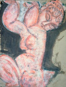 Pink Nude, Caryatid (wc, guassi, värikynä ja kynä paperille)