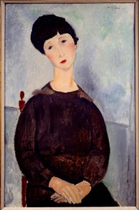 Muotokuva istuvasta ruskeasta tytöstä Amedeo Modiglianin maalaus tekijältä Amedeo Modigliani