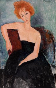 Punatukkainen tyttö iltapuvussa tekijältä Amedeo Modigliani