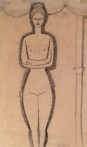 Seisova alaston (kynä paperille) tekijältä Amedeo Modigliani