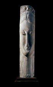 Naisen pää. Naisen pää. Amedeo Modiglianin (1884-1920) veistos tekijältä Amedeo Modigliani