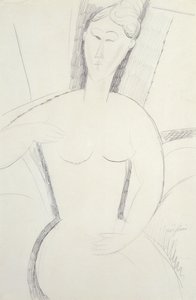 Nainen istumassa (lyijykynä) tekijältä Amedeo Modigliani