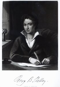 Percy Bysshe Shelley, kaiverrettu William Hollin toimesta. tekijältä Amelia Curran