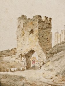 Kaksi sotilasta päivystää Doverin linnassa, n. 1805 (akvarelli)