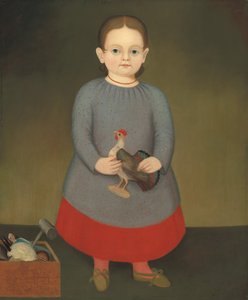 Tyttö Toy Roosterin kanssa tekijältä American 19th Century