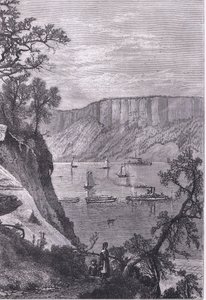 The Palisades of the Hudson, kuvitus Cassells History of the United Statessta, julkaisija Cassell, Petter & Galpin, n. 1900 (litho) tekijältä American English school
