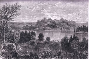 Mississippin laakso, kuvitus Cassells History of the United Statessta, julkaisija Cassell, Petter & Galpin, n. 1900 (litho) tekijältä American English school