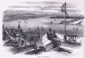 View in Quebec, kuvitus Cassells History of the United Statessta, julkaisija Cassell, Petter & Galpin, n. 1900 (litho) tekijältä American English school
